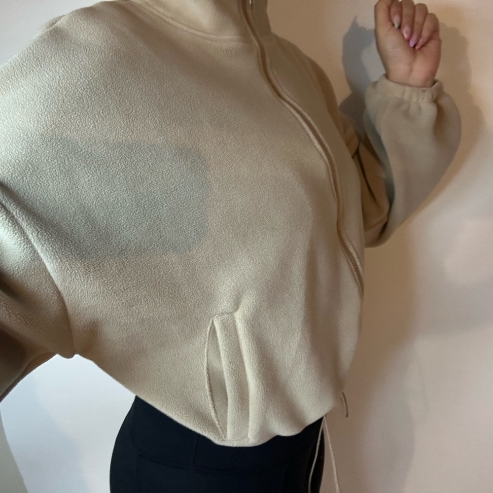 Beige Fleece Jacket with Zip - Picture 13 of 13